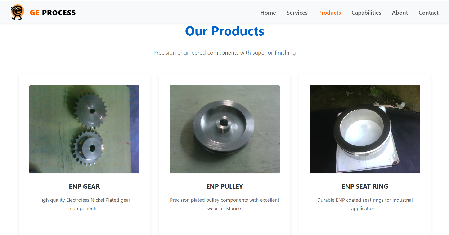 GE Process Products - ENP Gear, ENP Pulley, ENP Seat Ring